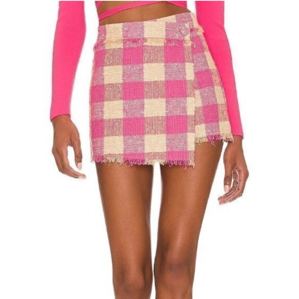 MSGM Plaid Skort in Pink and Beige Size XS